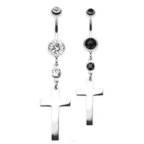 Classic Steel Cross Navel Ring