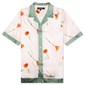 Color Block S/S Silk Shirt - Poppy Ivory