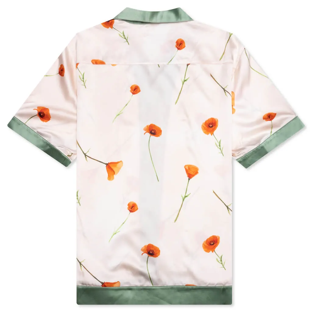 Color Block S/S Silk Shirt - Poppy Ivory