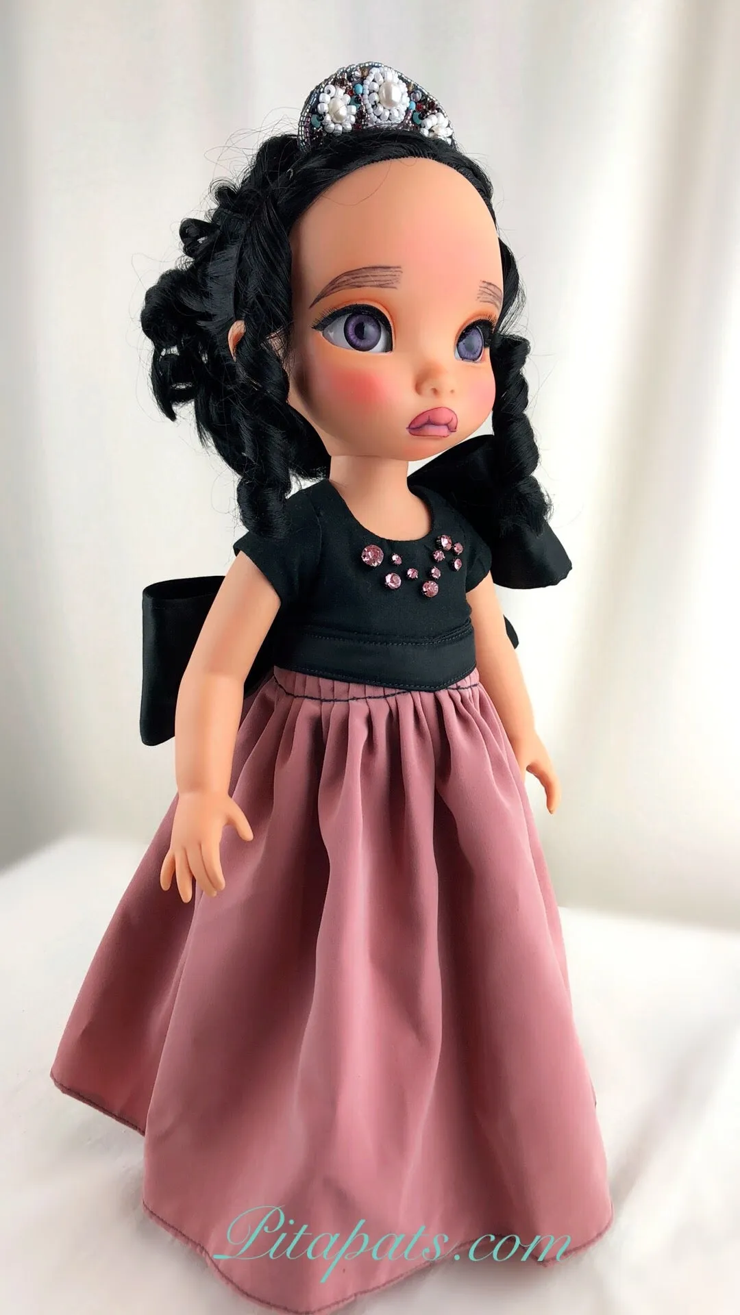 Custom Disney Animator Doll - Pocahontas in big bow pink princess dress