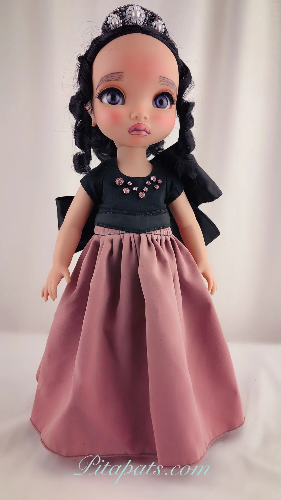 Custom Disney Animator Doll - Pocahontas in big bow pink princess dress