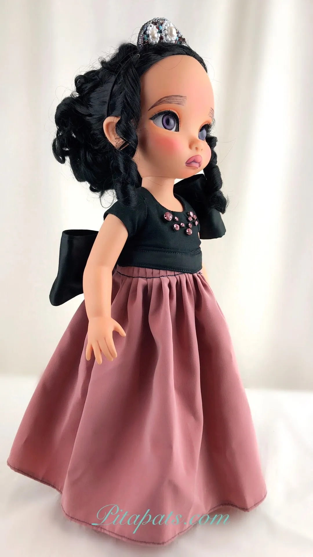 Custom Disney Animator Doll - Pocahontas in big bow pink princess dress