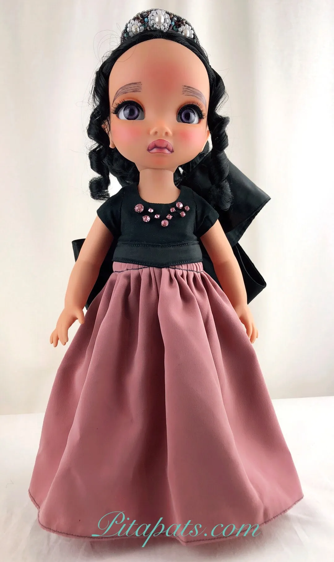 Custom Disney Animator Doll - Pocahontas in big bow pink princess dress