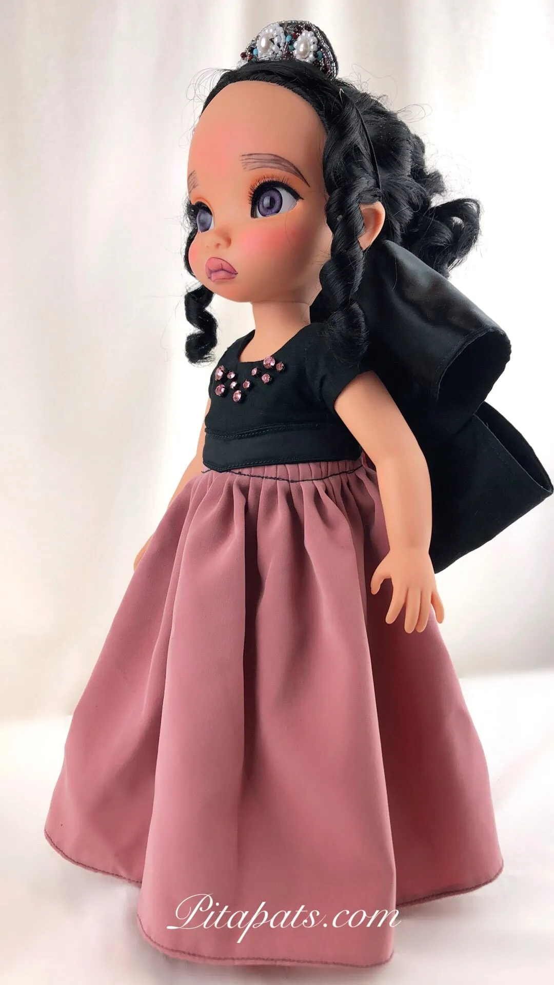 Custom Disney Animator Doll - Pocahontas in big bow pink princess dress