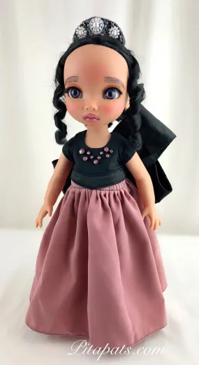 Custom Disney Animator Doll - Pocahontas in big bow pink princess dress