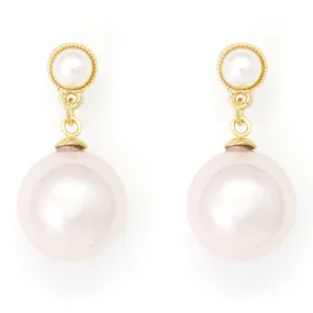 Dainty pink pearl drop earrings