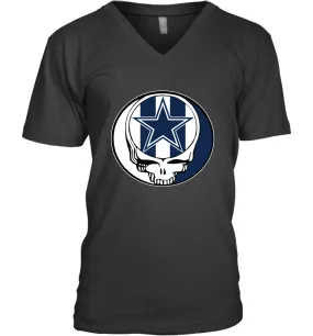 Dallas Cowboys Grateful Dead Steal Your Face NFL Football Mens V-Neck T-Shirt