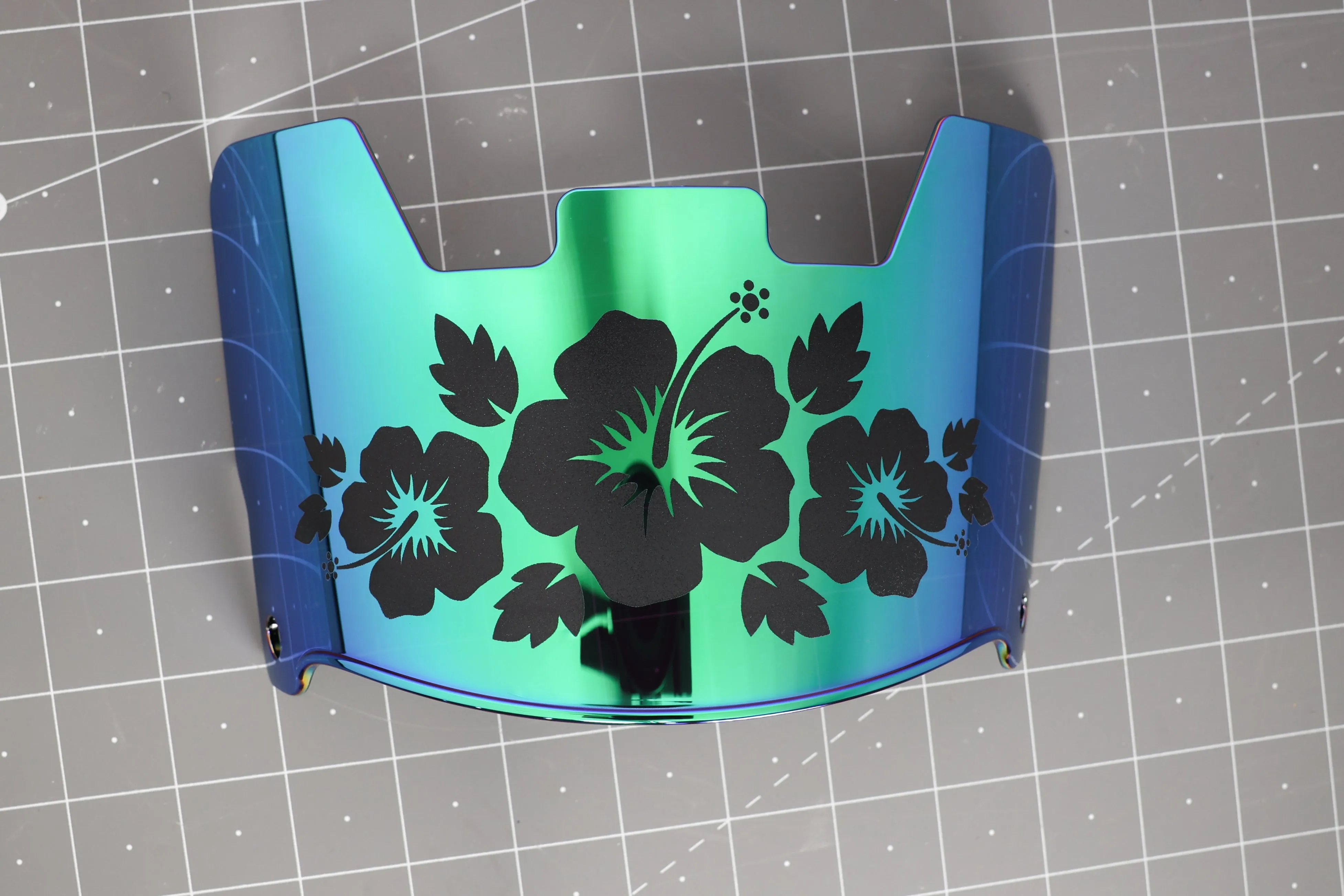 Designer Etched Visor - Hibiscus