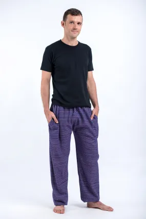 Drawstring Pinstripe Men's Pants in Violet