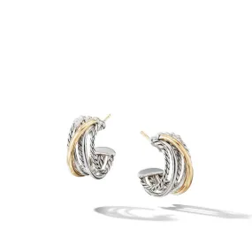 DY Crossover Shrimp Earrings in Sterling Silver with 18K Yellow Gold, 19.5mm