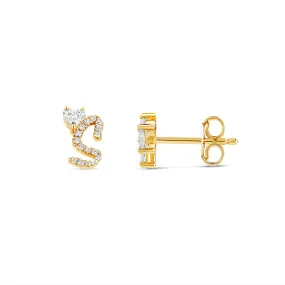 Floating Diamond Initial Stud