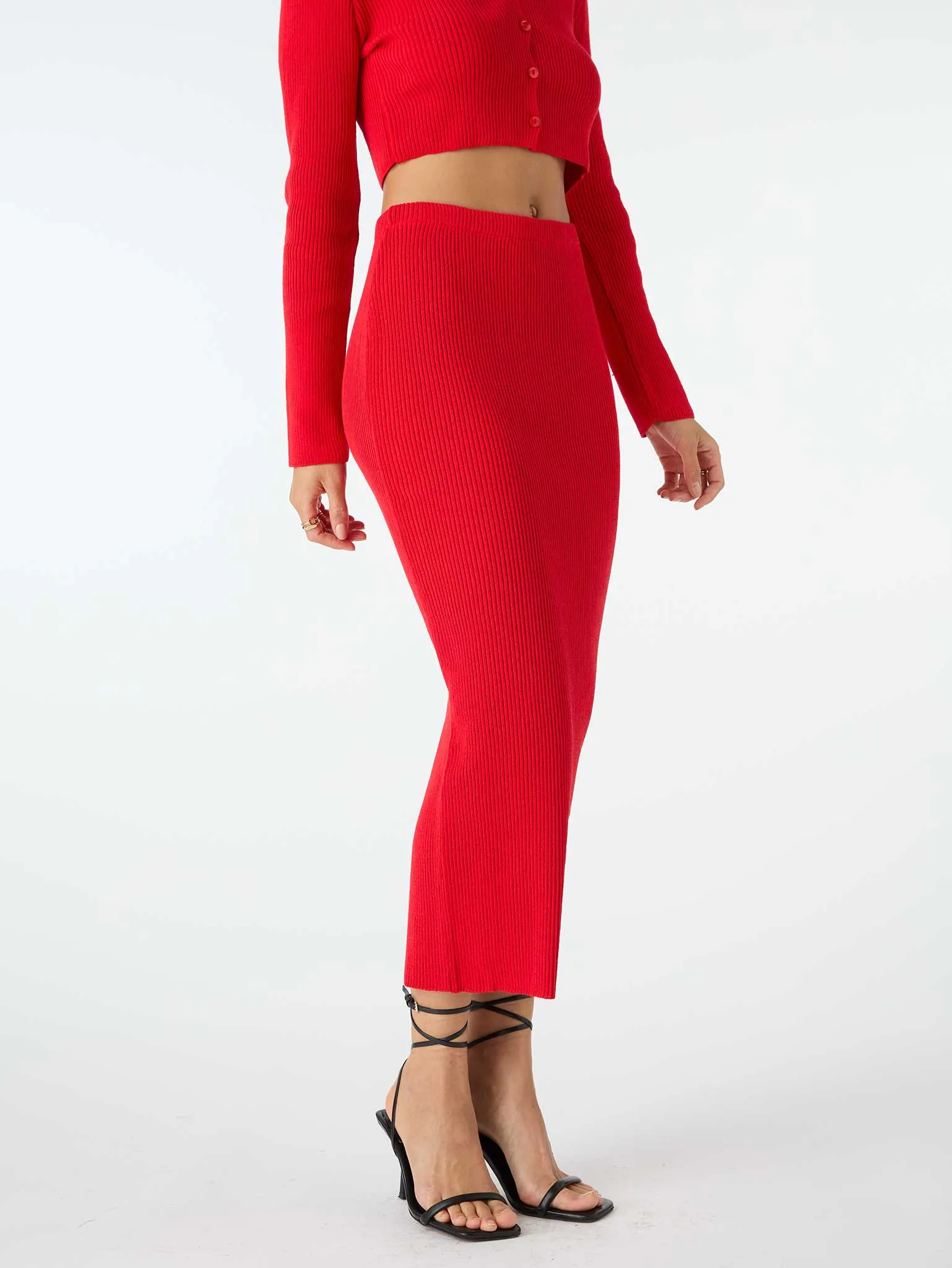 Franklin Midi Skirt in Red