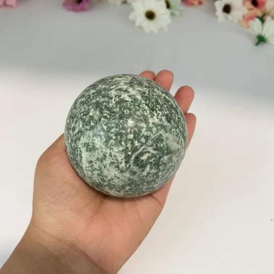 Green Jade Metaphysical Natural Stone Sphere, Polished Green Jade, Crystal Healing, 73mm Jade Crystal, Round Jade, Gemstone for Meditation