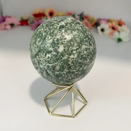 Green Jade Metaphysical Natural Stone Sphere, Polished Green Jade, Crystal Healing, 73mm Jade Crystal, Round Jade, Gemstone for Meditation