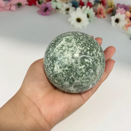 Green Jade Metaphysical Natural Stone Sphere, Polished Green Jade, Crystal Healing, 73mm Jade Crystal, Round Jade, Gemstone for Meditation