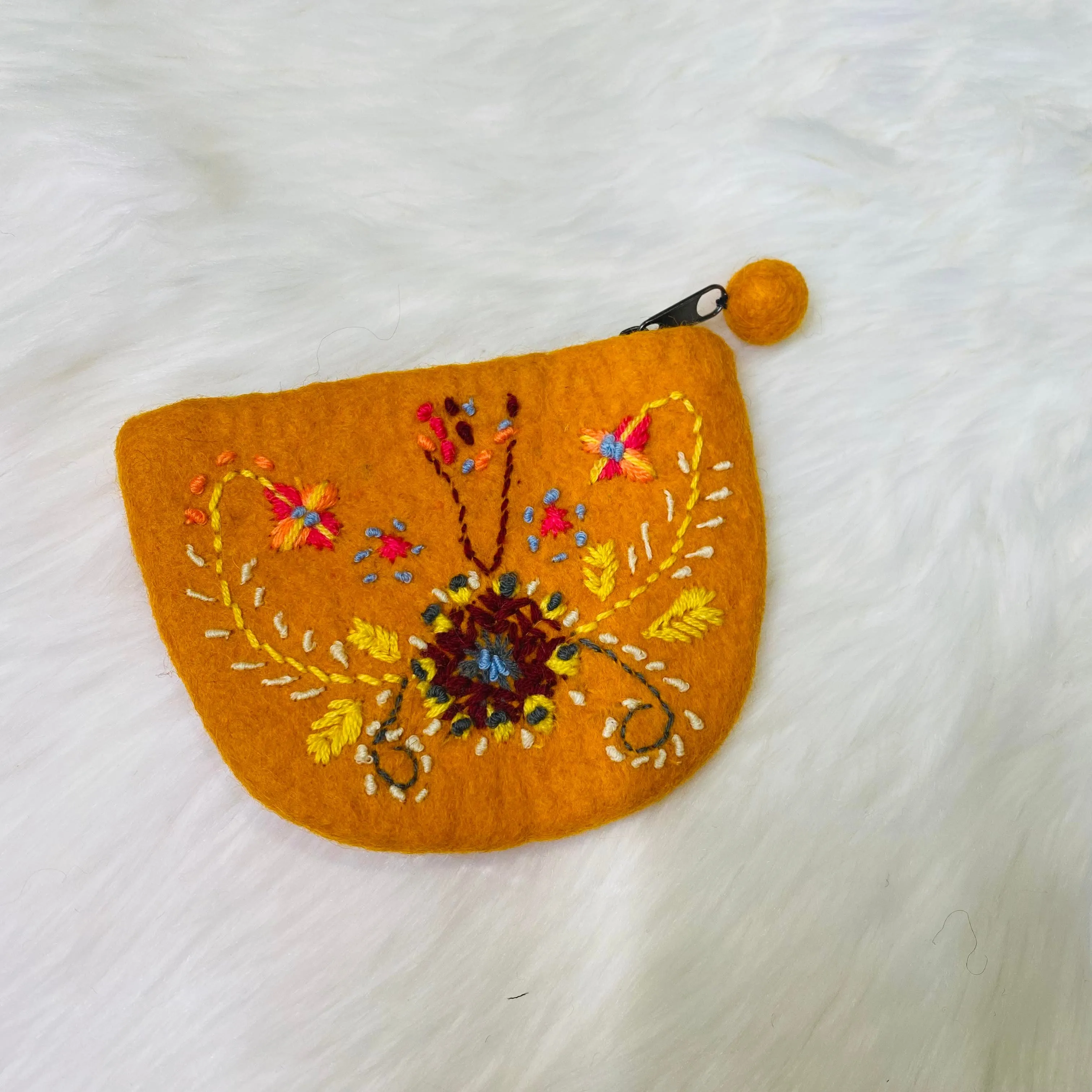 Handmade Felted Floral Embroidery Purse