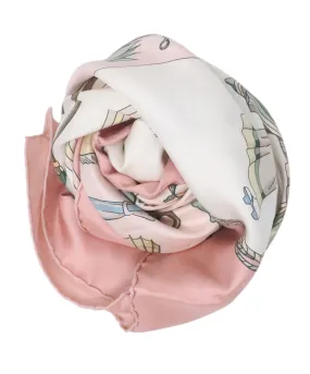 Hermes Pastel Pink & Multicolor Silk Scarf