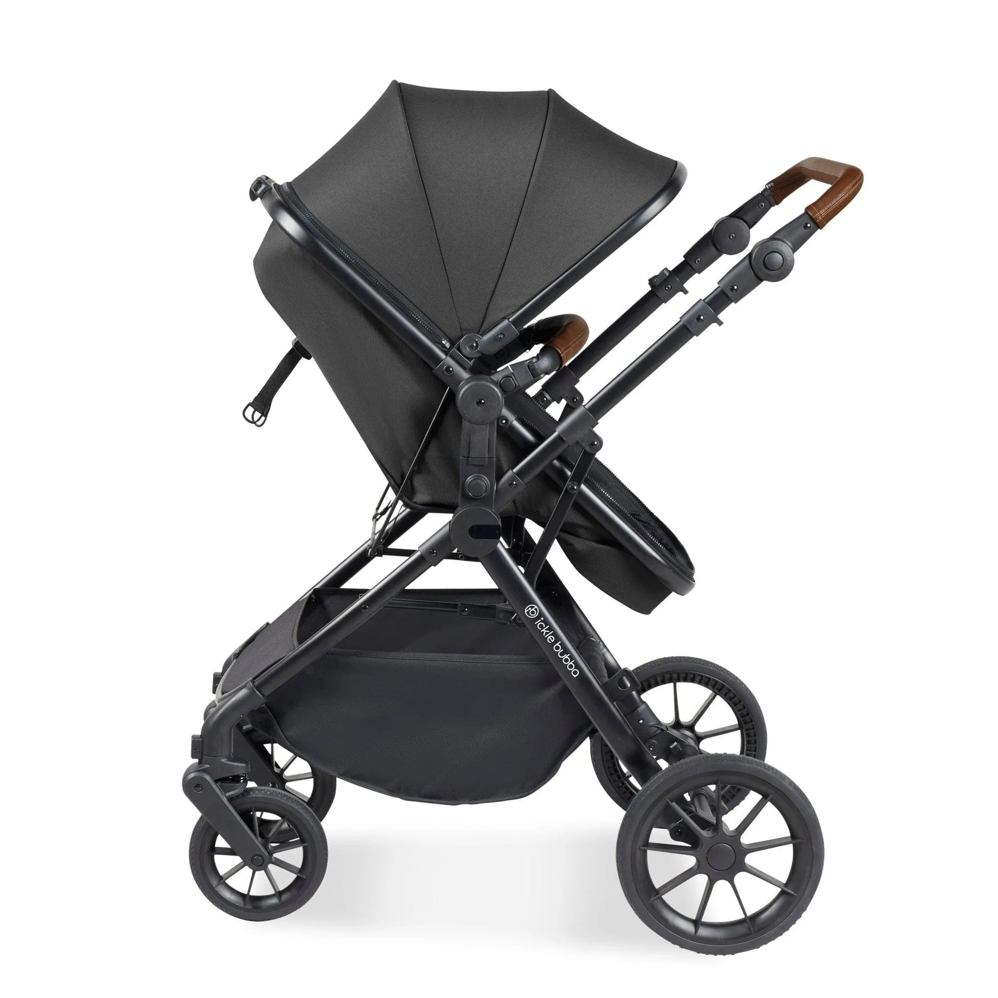 Ickle Bubba Cosmo 2 in 1 Plus Pushchair - Black / Graphite Grey / Tan