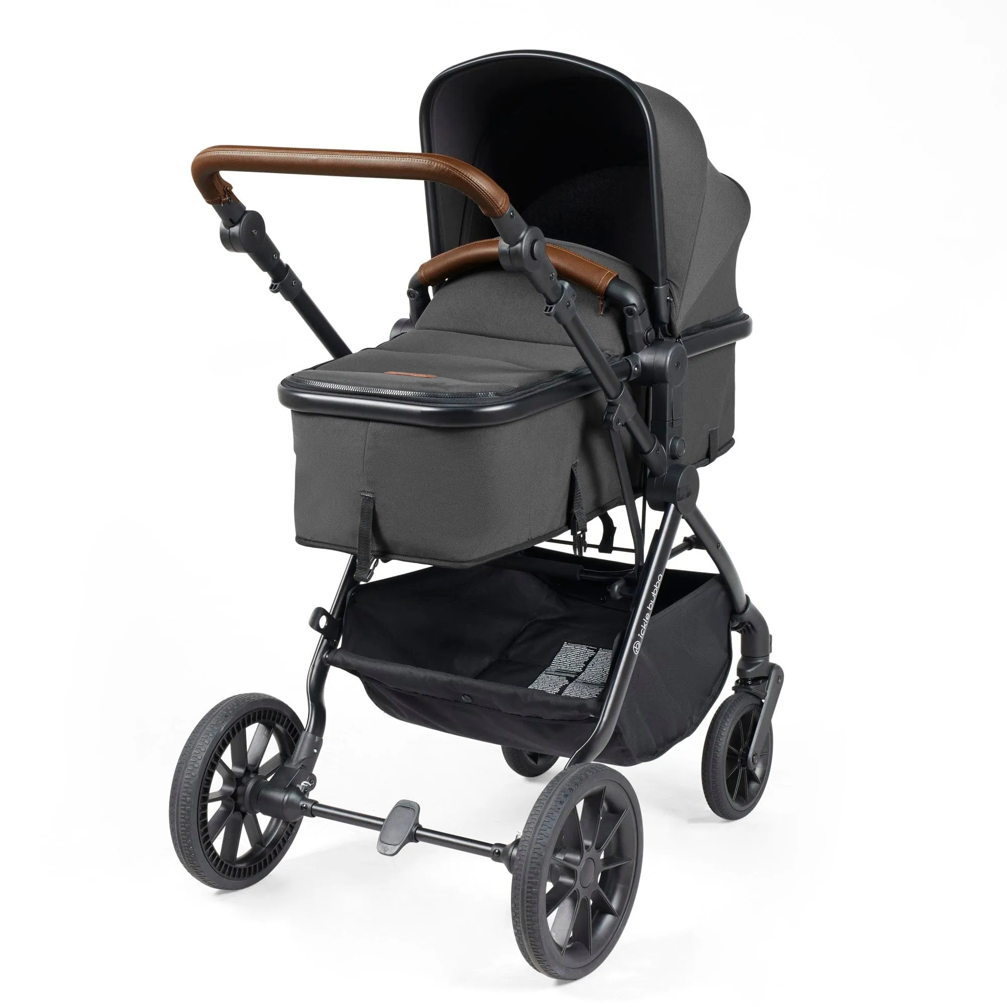 Ickle Bubba Cosmo 2 in 1 Plus Pushchair - Black / Graphite Grey / Tan