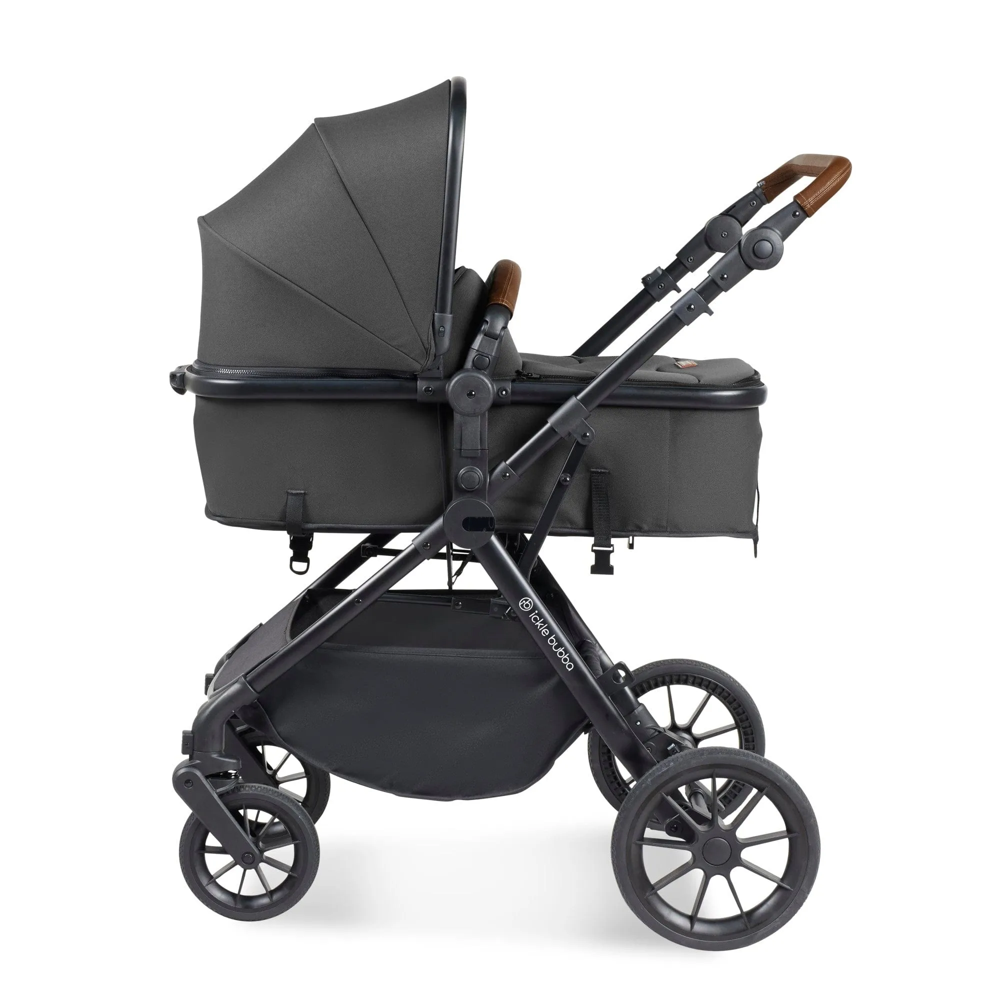 Ickle Bubba Cosmo 2 in 1 Plus Pushchair - Black / Graphite Grey / Tan