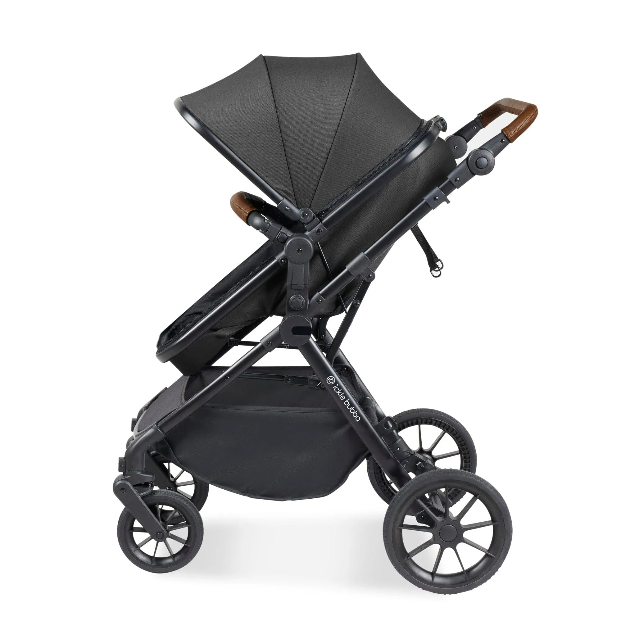 Ickle Bubba Cosmo 2 in 1 Plus Pushchair - Black / Graphite Grey / Tan