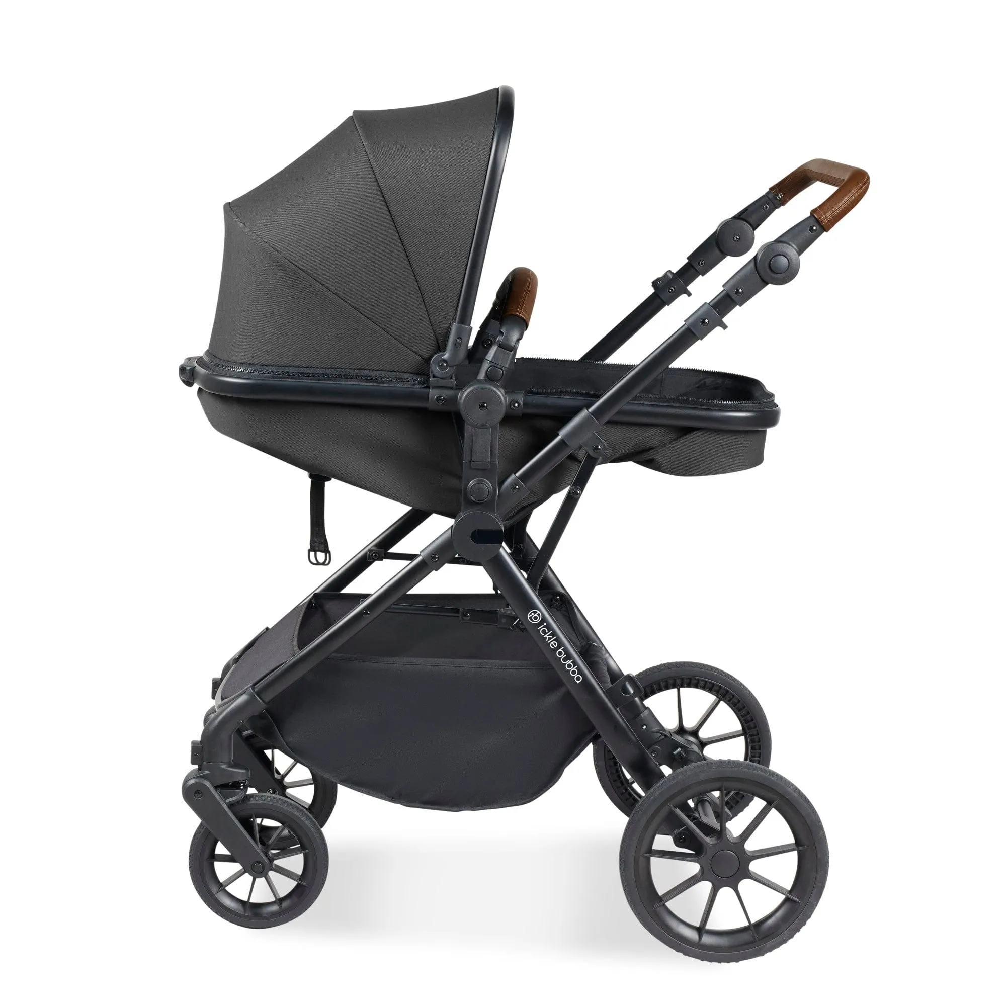 Ickle Bubba Cosmo 2 in 1 Plus Pushchair - Black / Graphite Grey / Tan