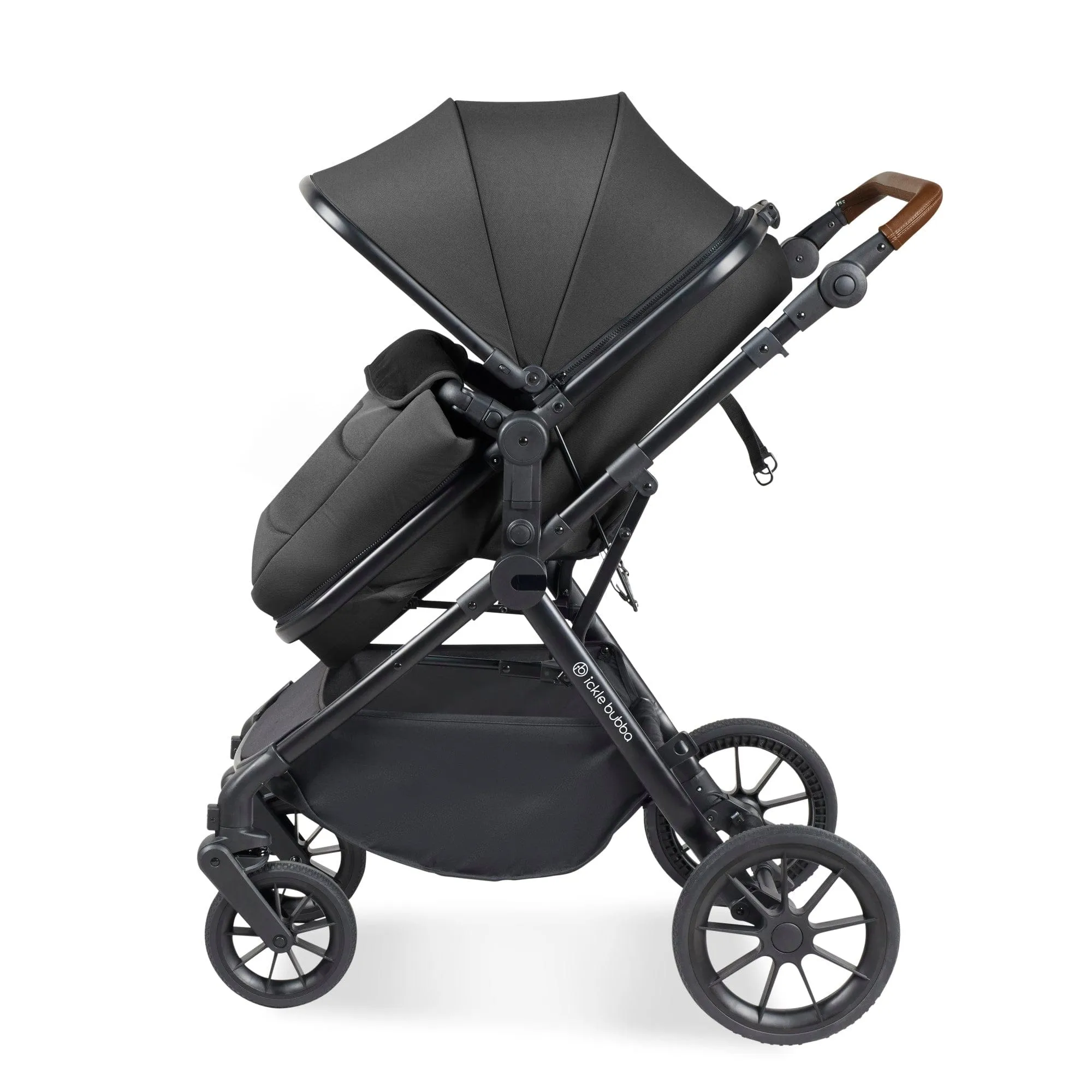 Ickle Bubba Cosmo 2 in 1 Plus Pushchair - Black / Graphite Grey / Tan