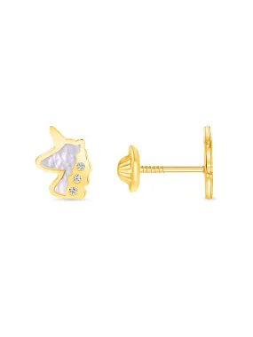 Kid Unicorn Stud Earrings 14K