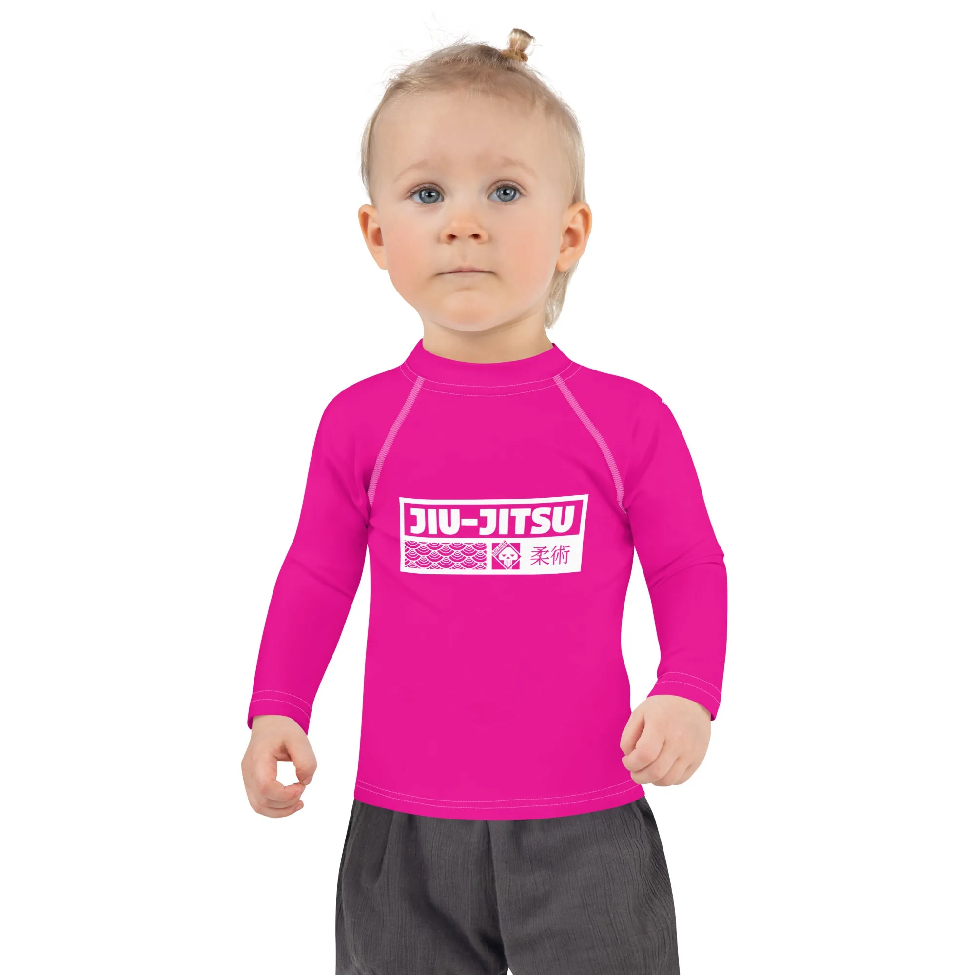 Kid's Girls Long Sleeve BJJ Rash Guard Jiu-Jitsu 003 - Hollywood Cerise