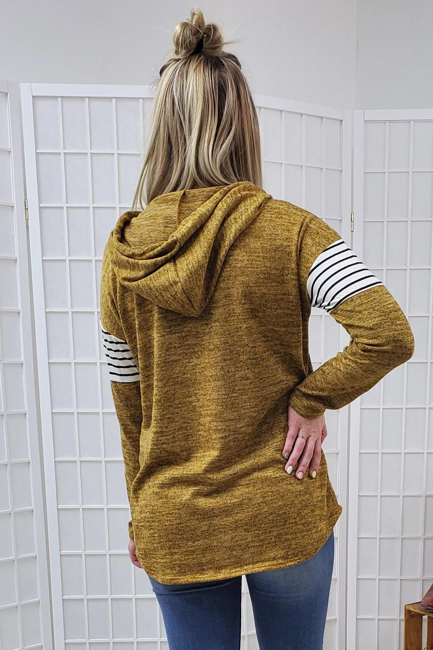 Leandra Mustard Hooded Top