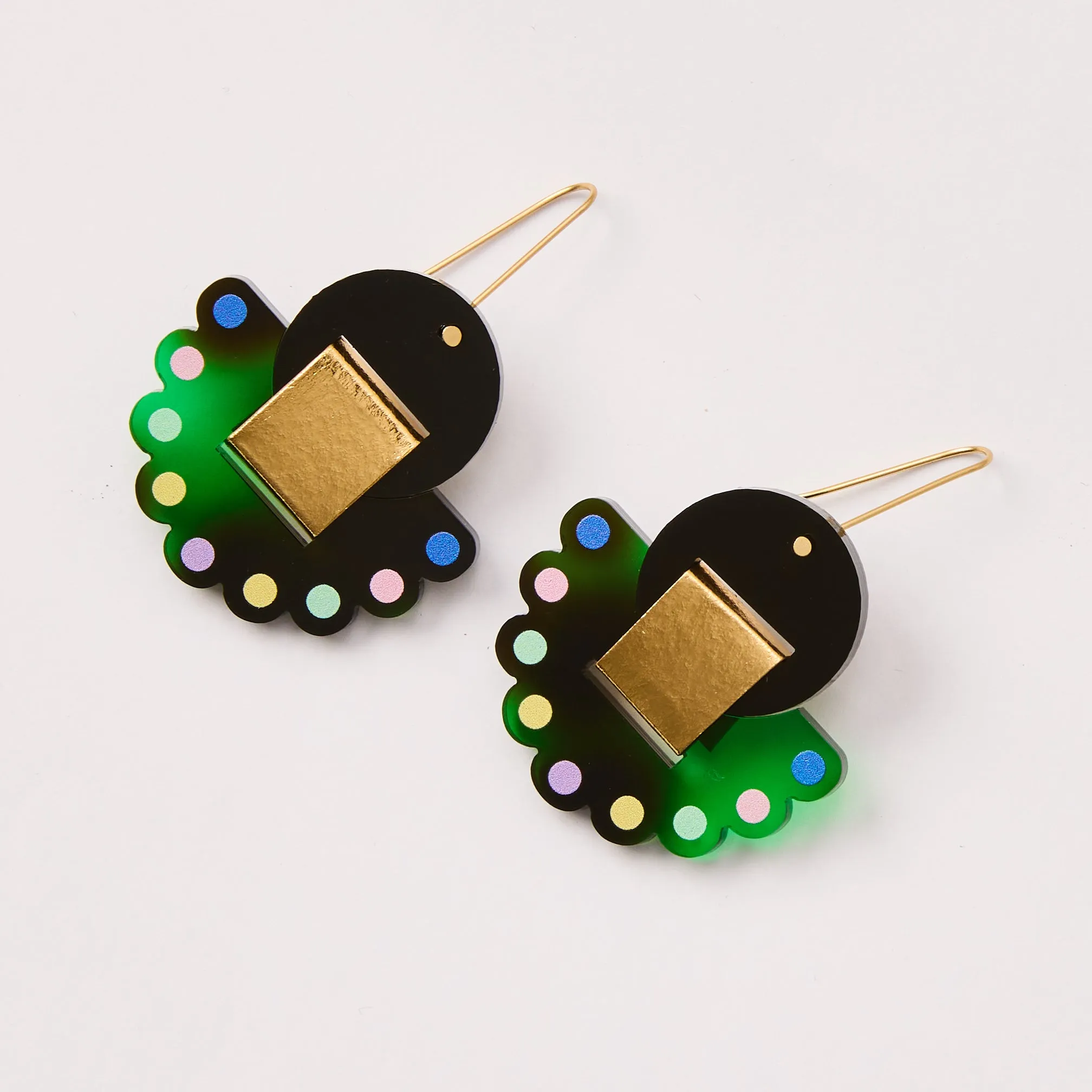 Mabel Dot Earrings - Tortoise Green