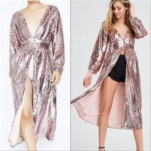 Major Compliments Pink Sequin Duster