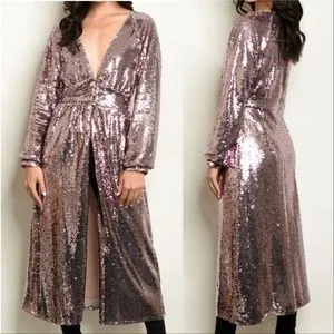 Major Compliments Pink Sequin Duster