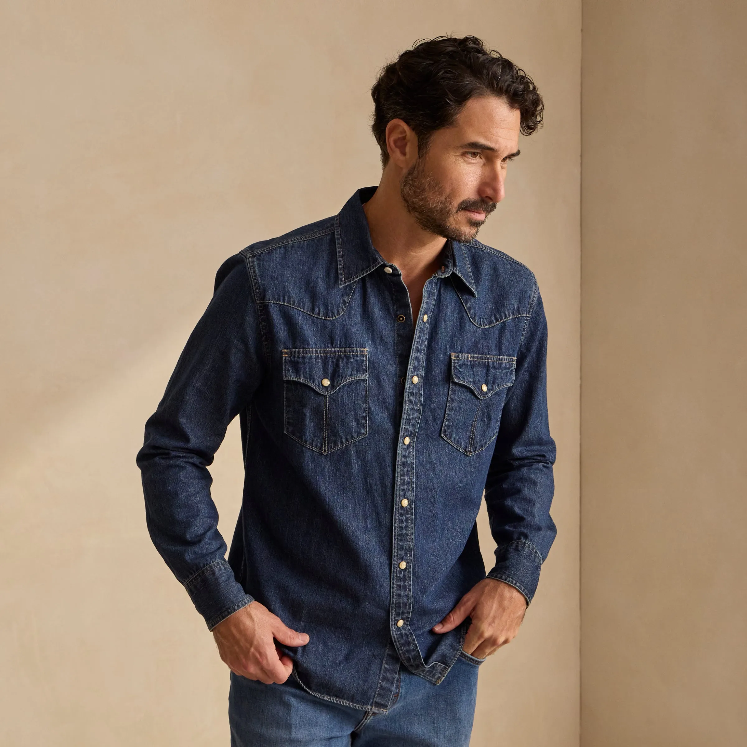 Men's Denim Pearl Snap