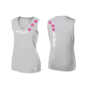 MIne JK Yours (Pickleball Colors Green Rainbow Pink or Cyan) | Women’s Sleeveless Athletic Shirt | 100% Polyester