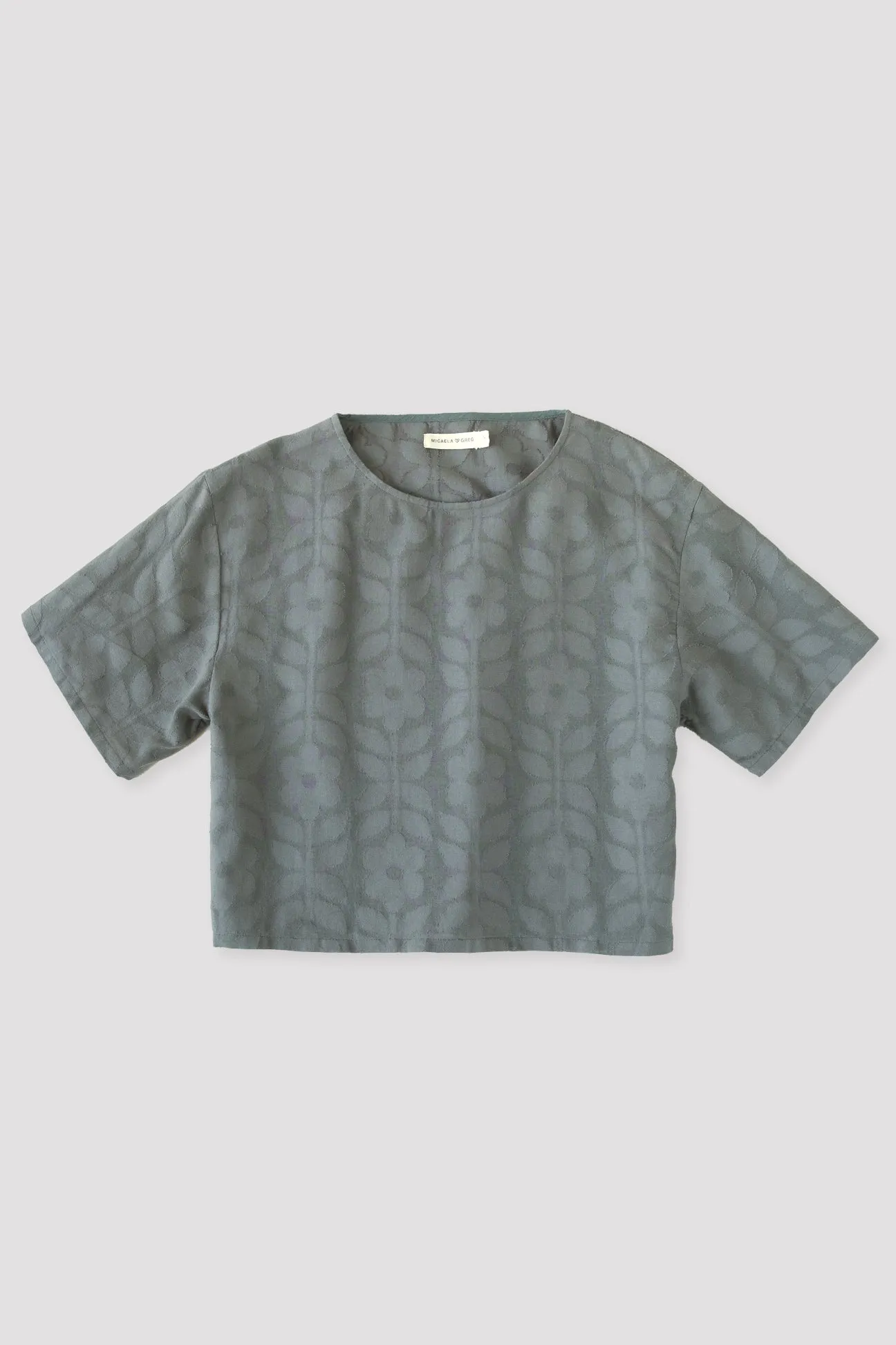 Mineral Green Floral Jacquard Tee