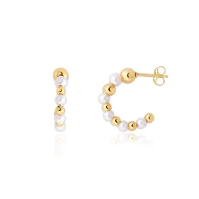 Pearl and Gold Hoop Earrings