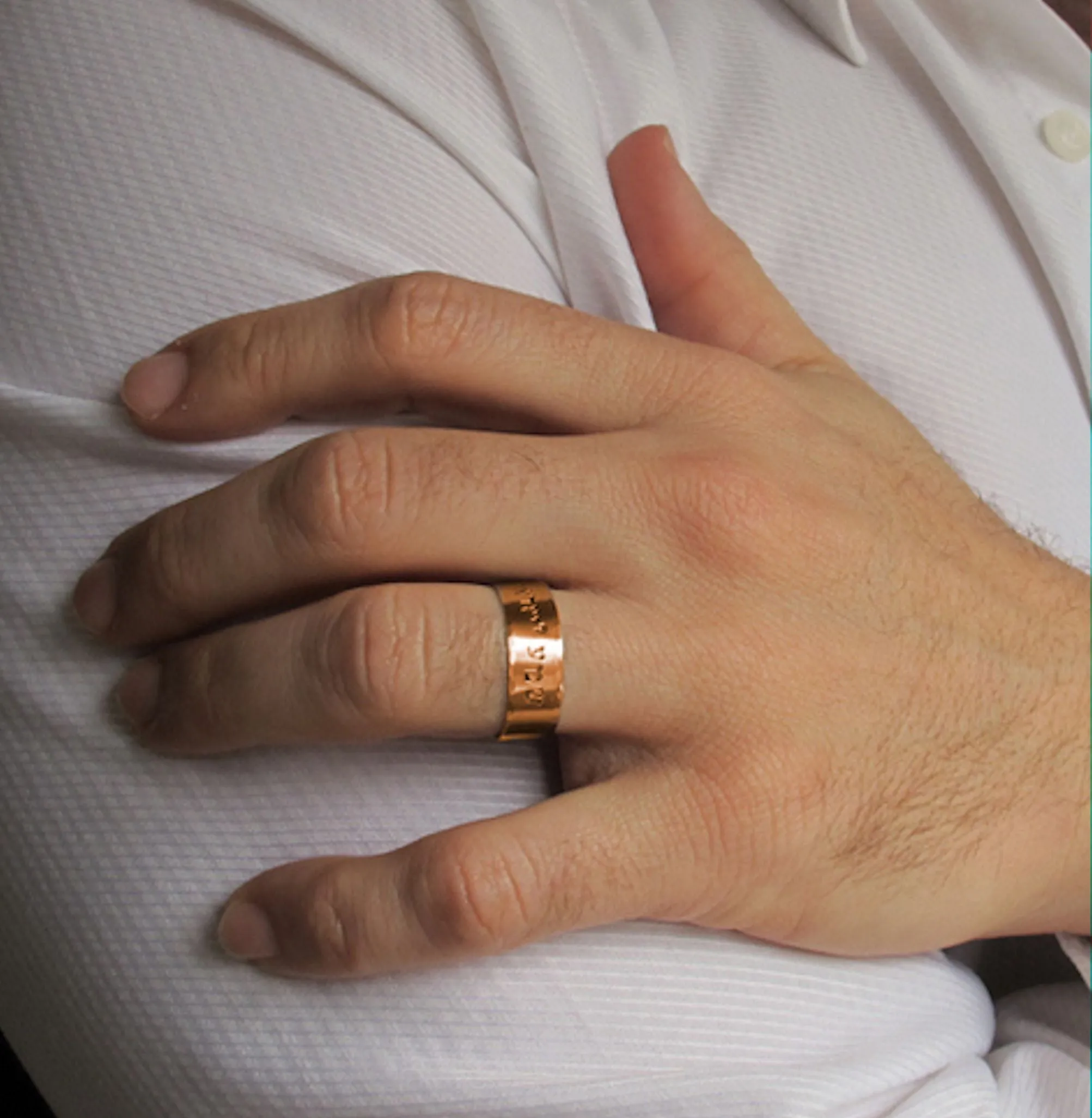 Personalized Wide Hand Stamped Copper Ring