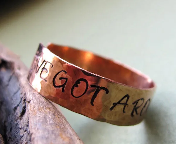 Personalized Wide Hand Stamped Copper Ring