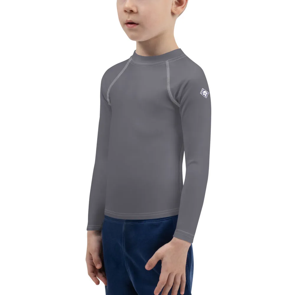 Playground Protector: Boys' Solid Color Rash Guards Essential - Charcoal