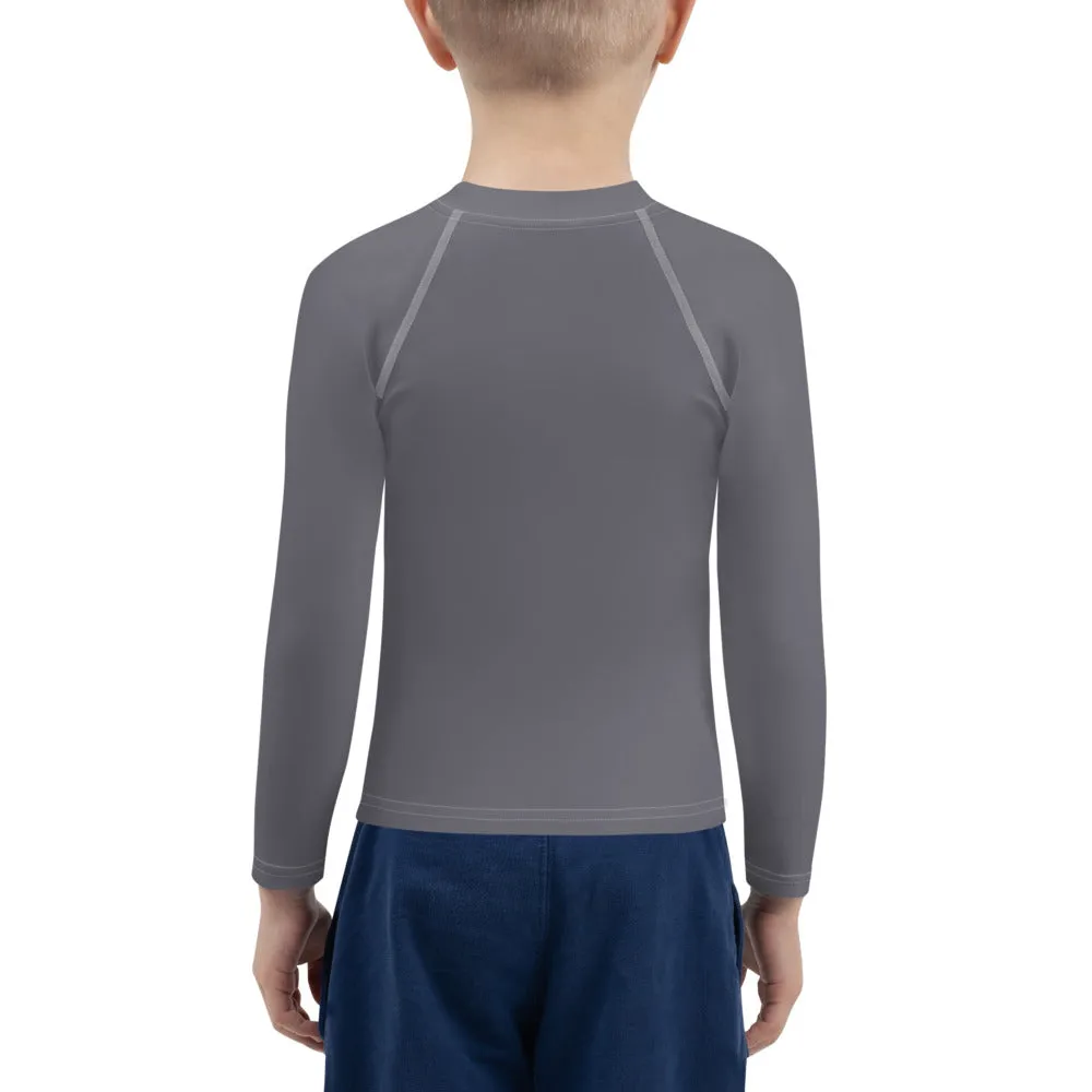 Playground Protector: Boys' Solid Color Rash Guards Essential - Charcoal