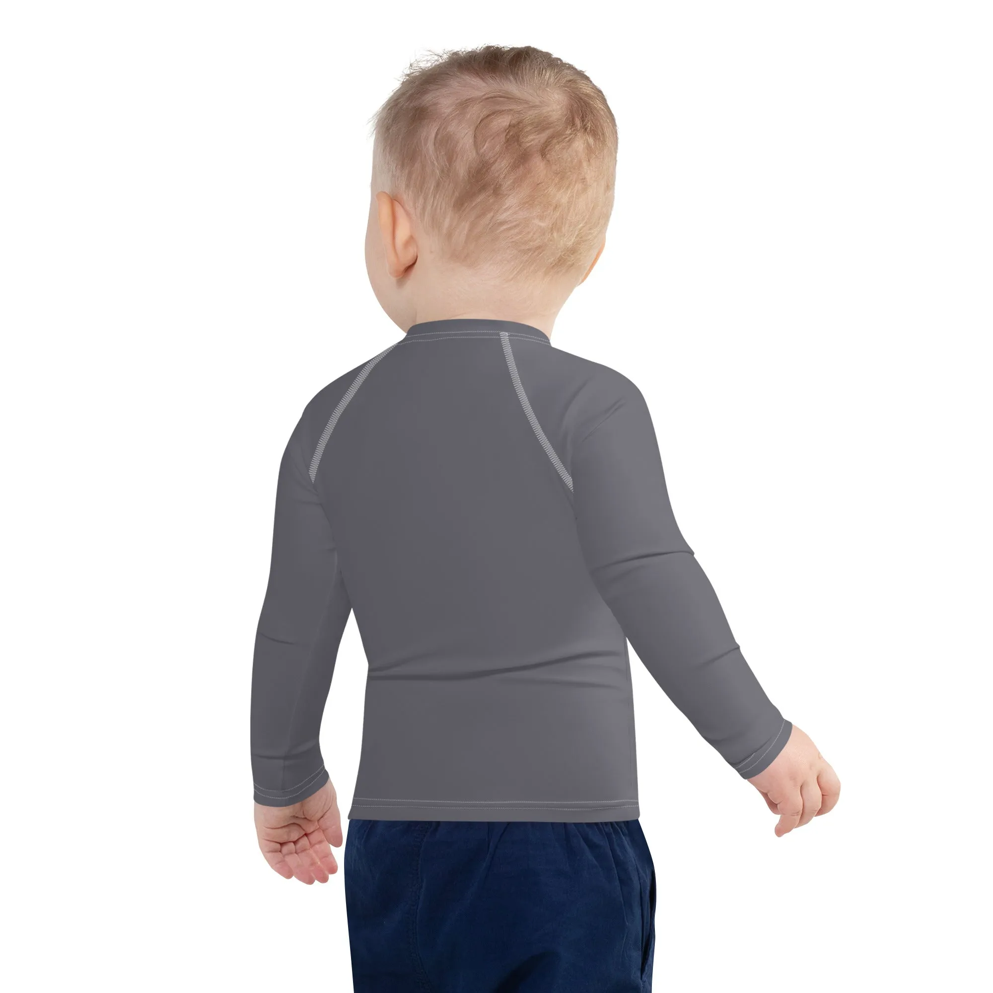 Playground Protector: Boys' Solid Color Rash Guards Essential - Charcoal