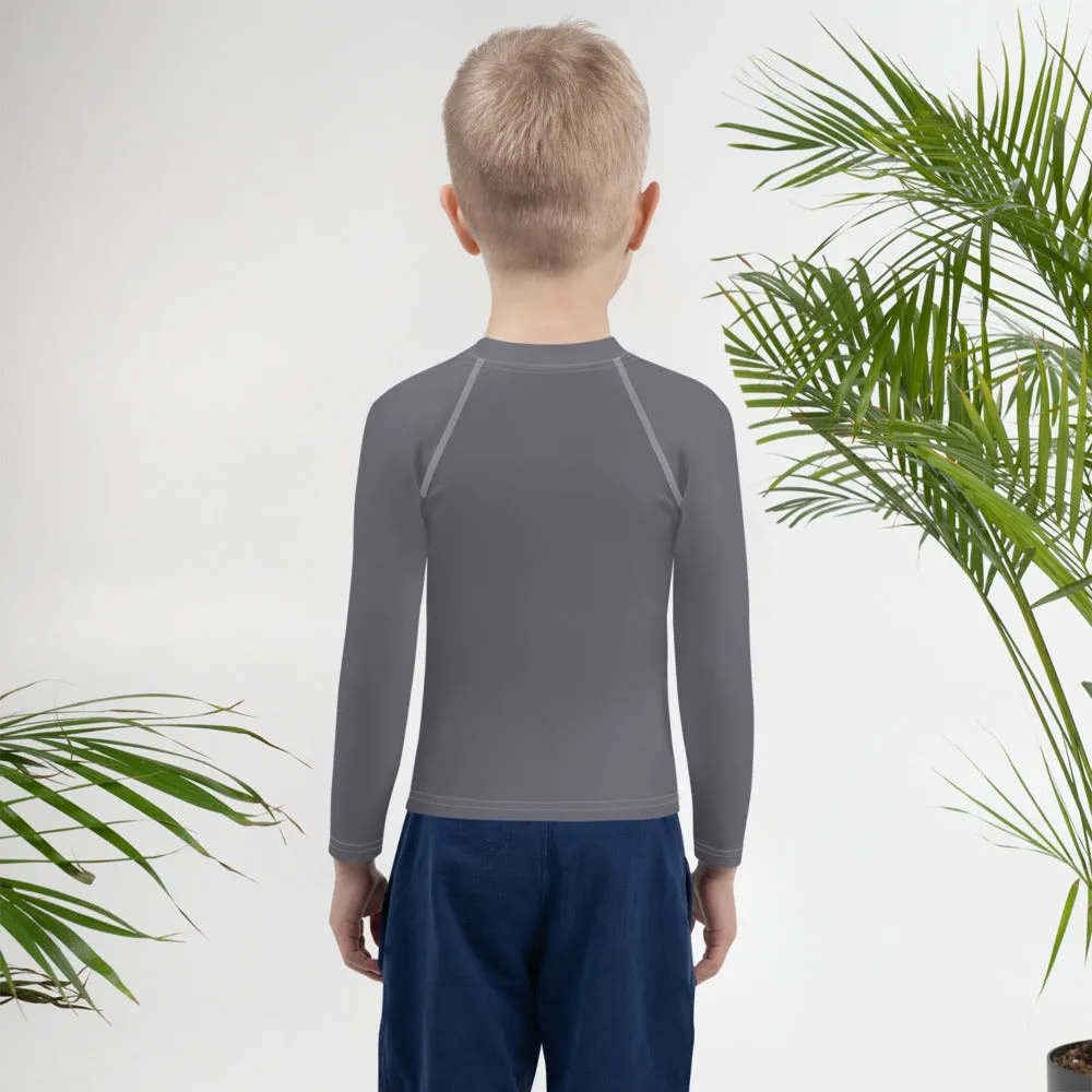 Playground Protector: Boys' Solid Color Rash Guards Essential - Charcoal