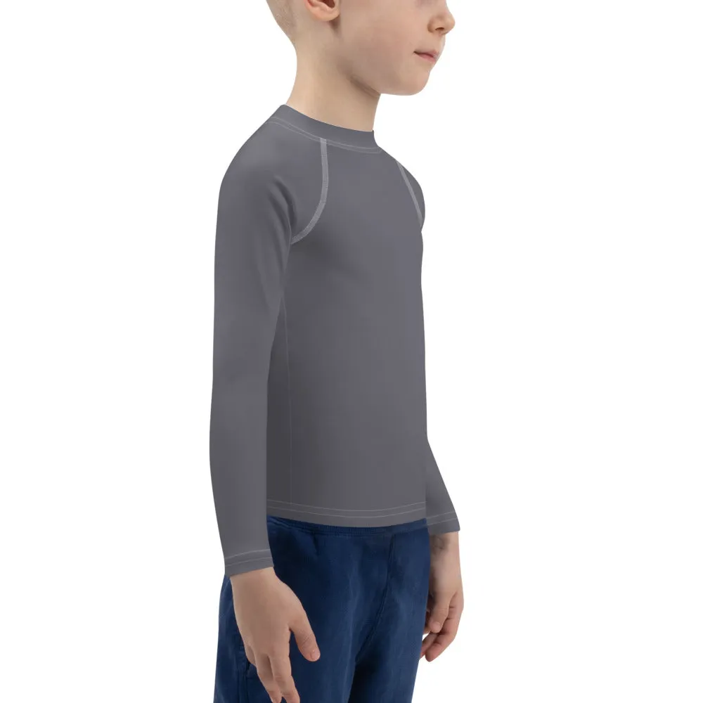 Playground Protector: Boys' Solid Color Rash Guards Essential - Charcoal