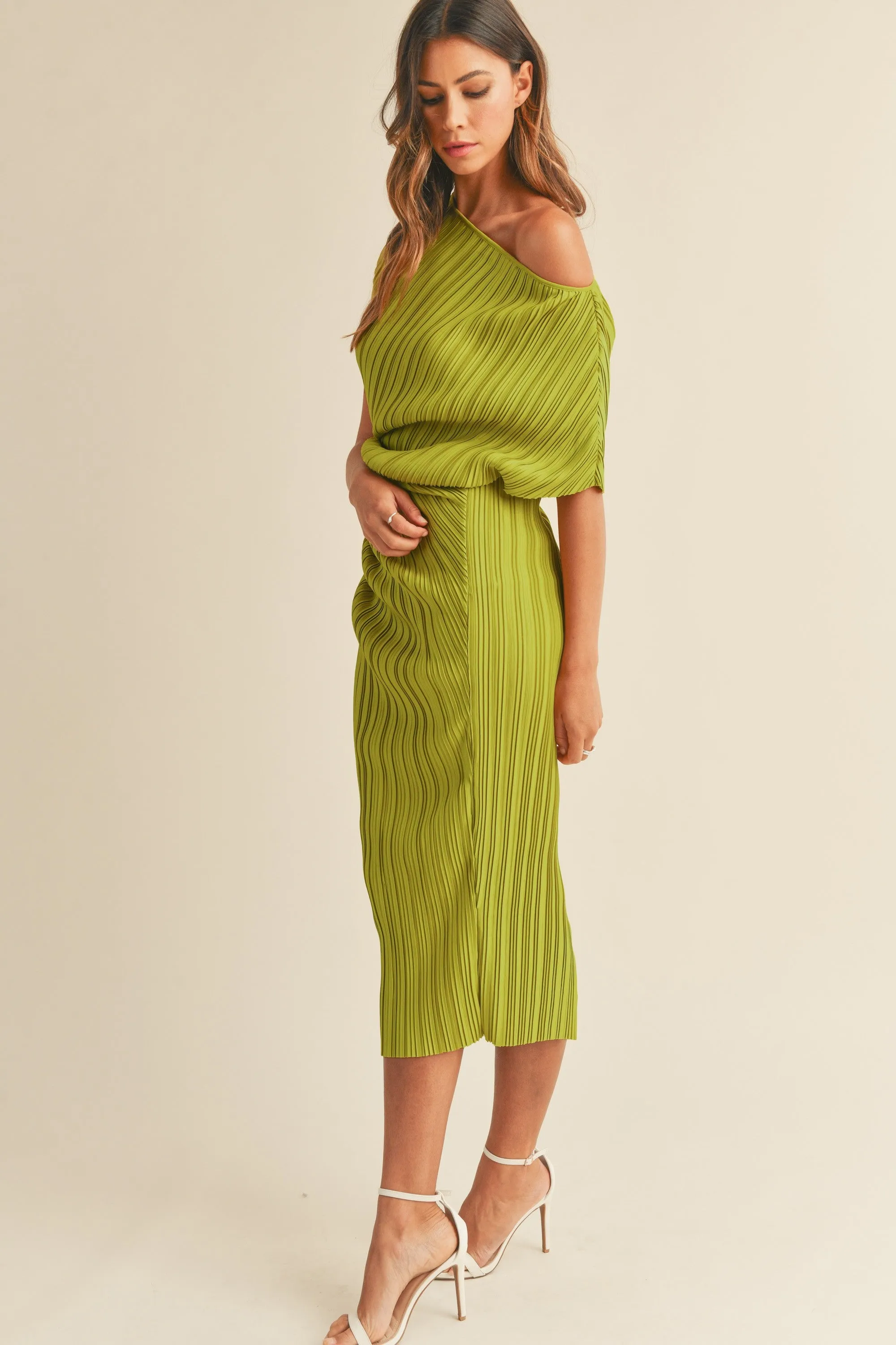 Pleated Midi Dress