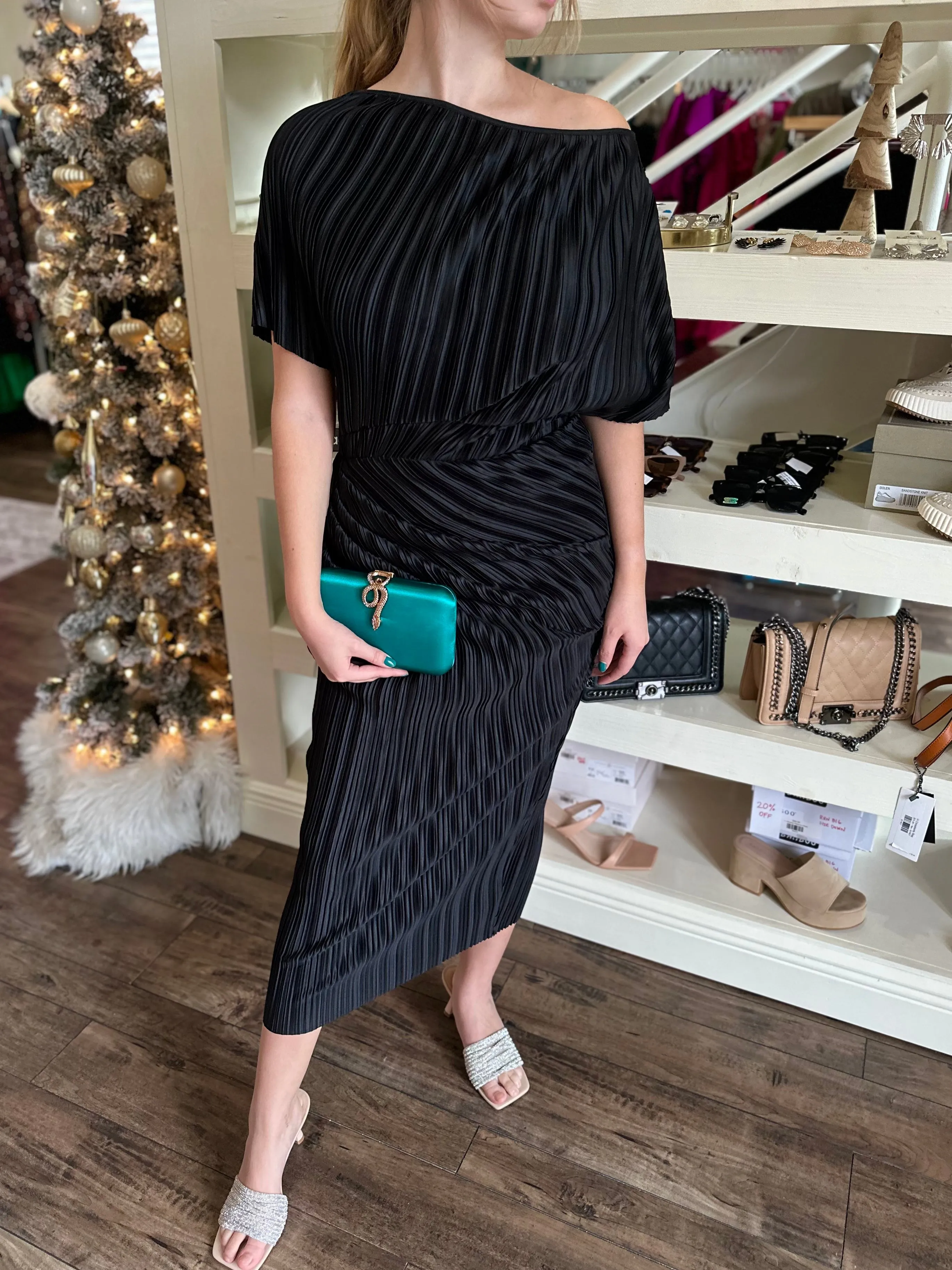 Pleated Midi Dress