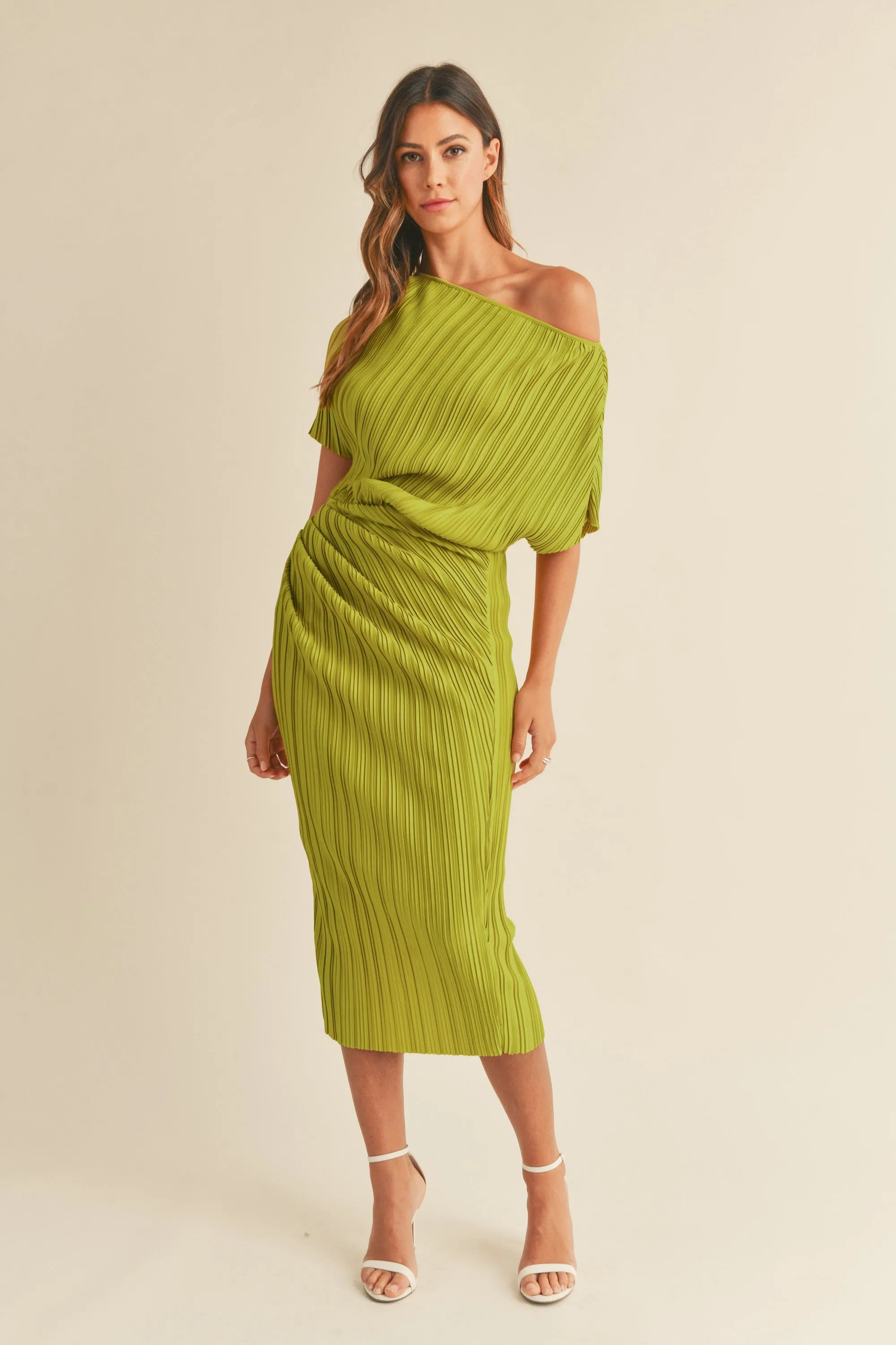 Pleated Midi Dress