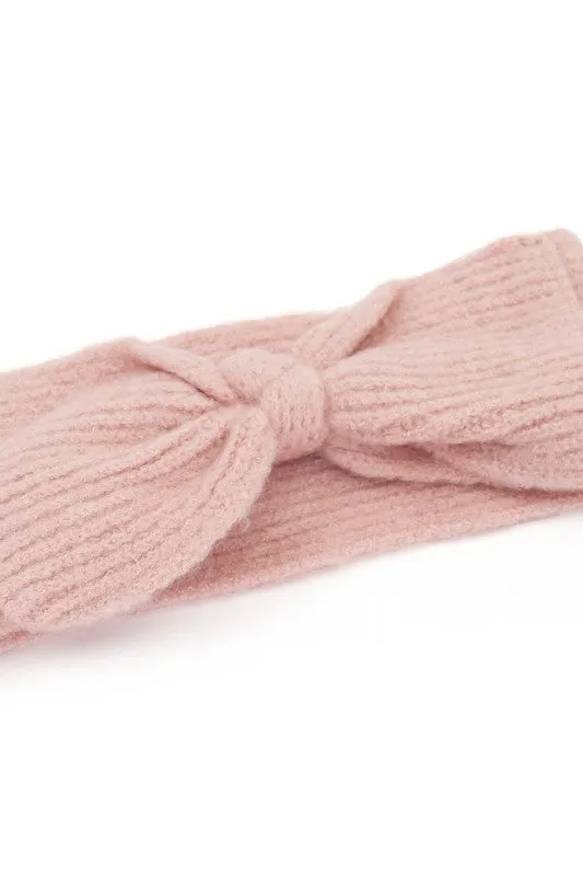 Ribbed Knit Bow Headband