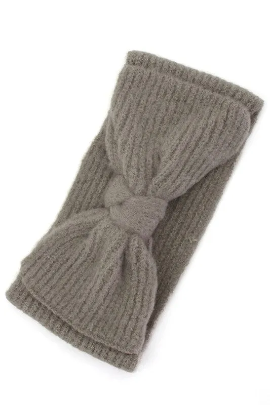 Ribbed Knit Bow Headband