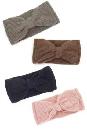 Ribbed Knit Bow Headband